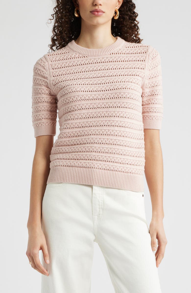 Nordstrom Open Stitch Crewneck Sweater, Main, color, Pink Smoke