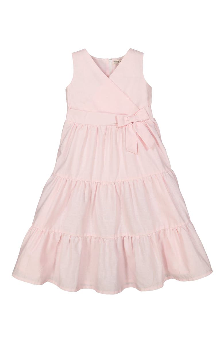 Hope & Henry Girls' Tiered Wrap Dress, Infant, Alternate, color, Pale Pink Linen