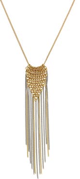 AllSaints Mixed Metal Fringe Pendant Necklace