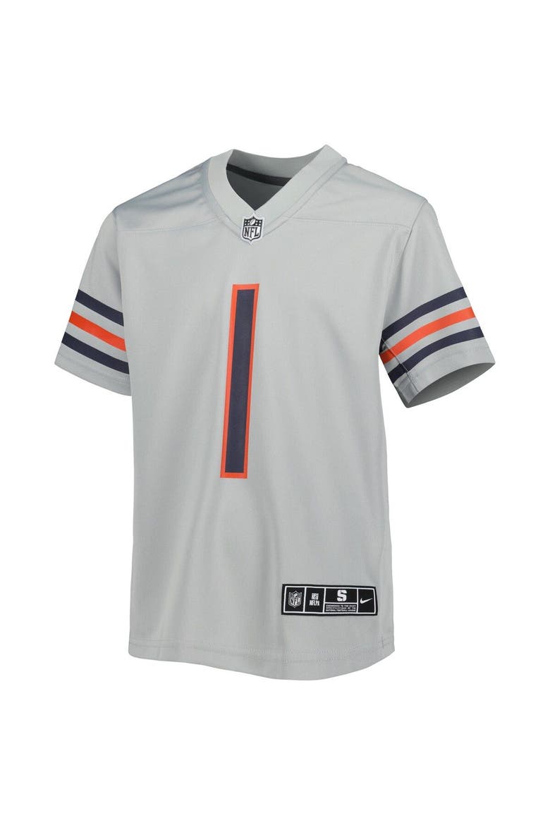 Youth Nike Justin Fields Gray Chicago Bears Inverted Game Jersey, Alternate, color, Gray