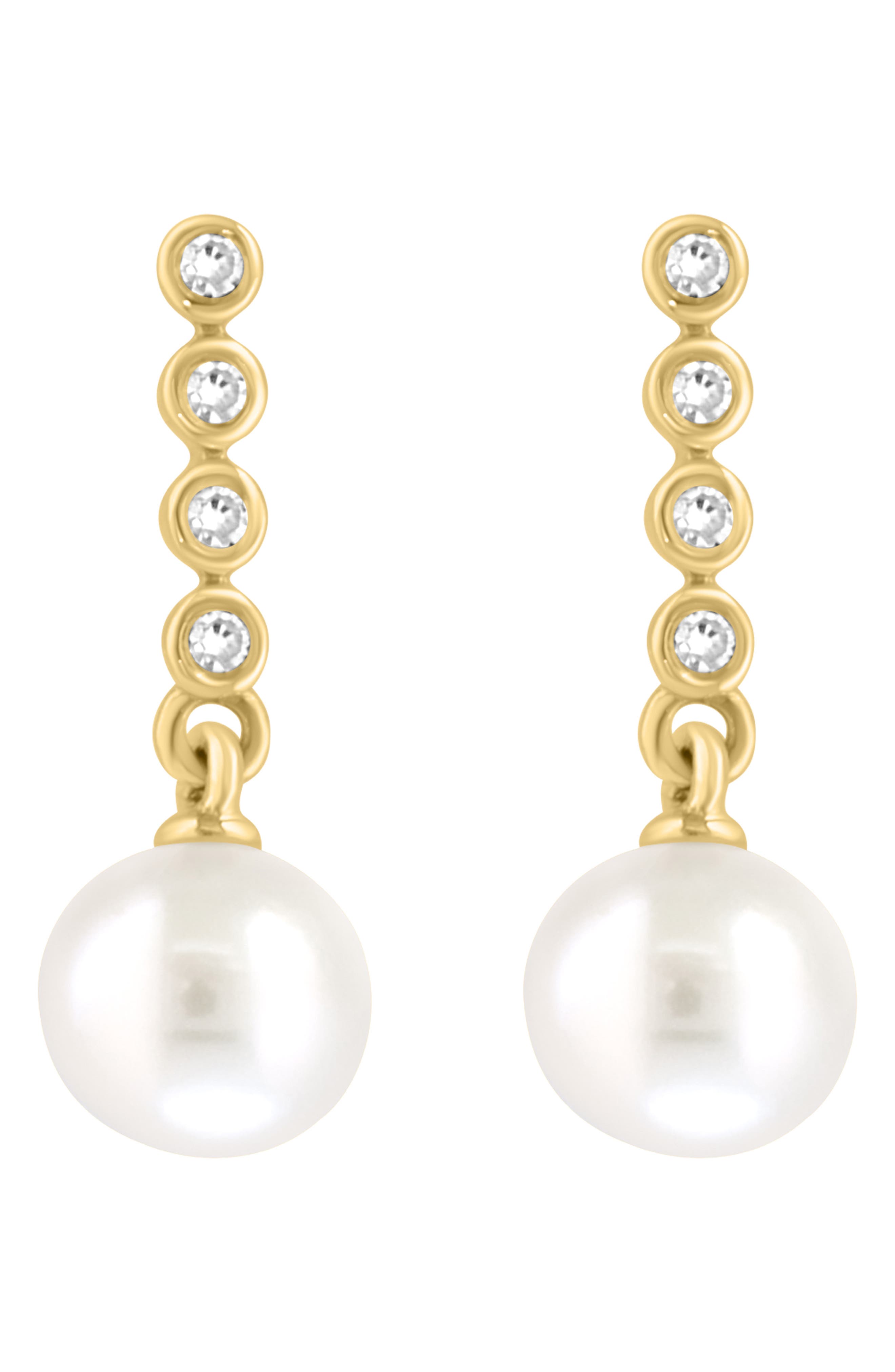 Diamond & Freshwater Pearl Drop Earrings