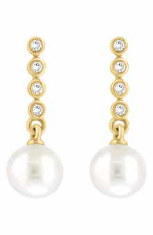Diamond & Freshwater Pearl Drop Earrings