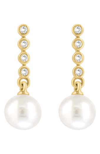 Diamond & Freshwater Pearl Drop Earrings