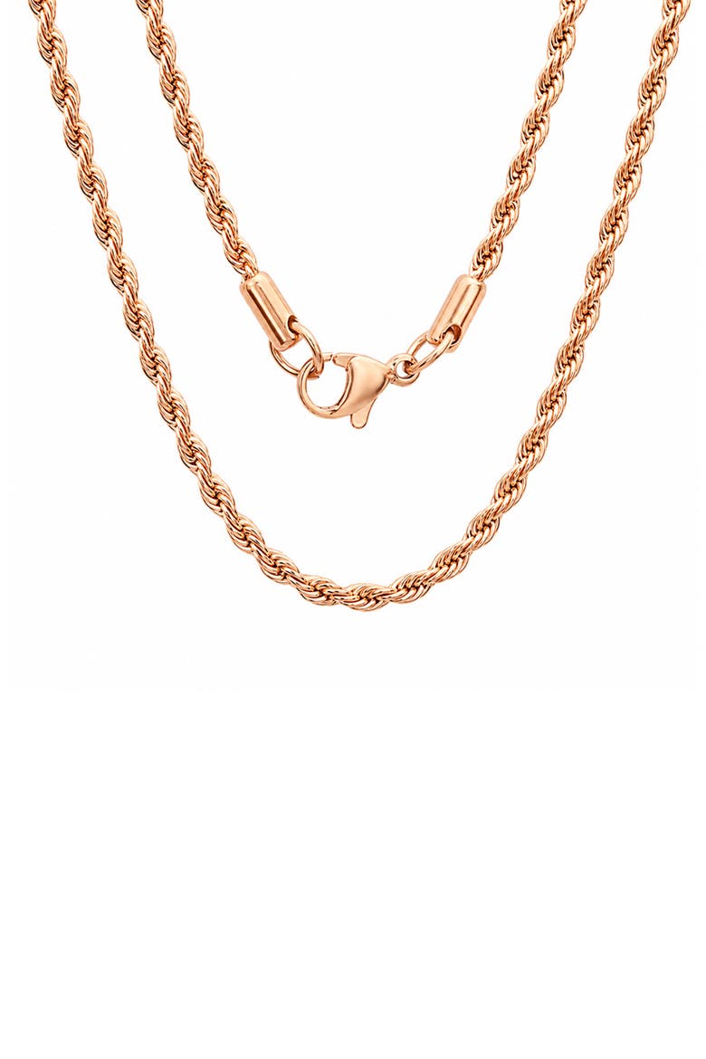 Men's 18k Rose Gold Plated Rope Chain Necklace, Main, color, ROSE GOLD