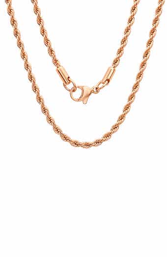 Men's 18k Rose Gold Plated Rope Chain Necklace