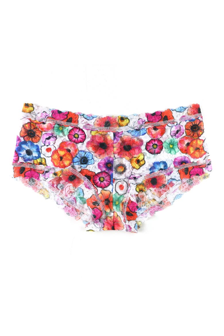 Print Signature Lace Boyshorts, Alternate, color, LINGER AWHILE