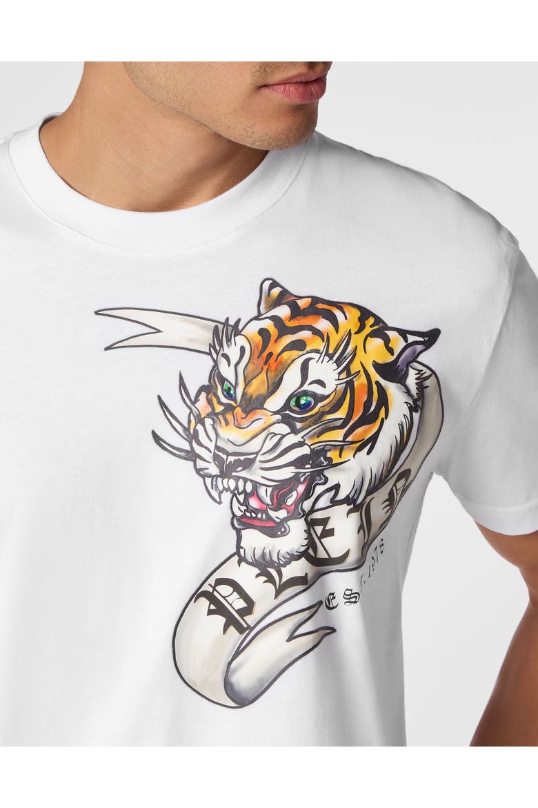 T-Shirt Round Neck Tattoo Men, Alternate, color, white