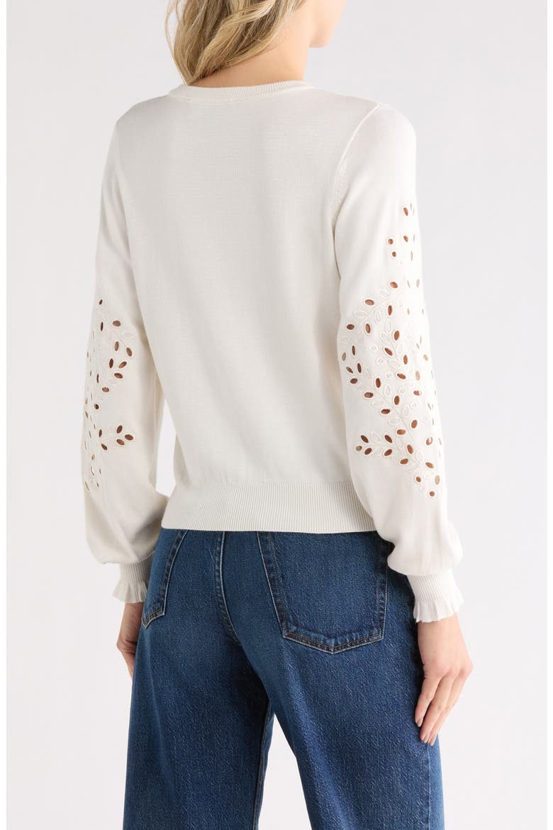 Eyelet Embroidered Sweater, Alternate, color, MARSHMALLOW