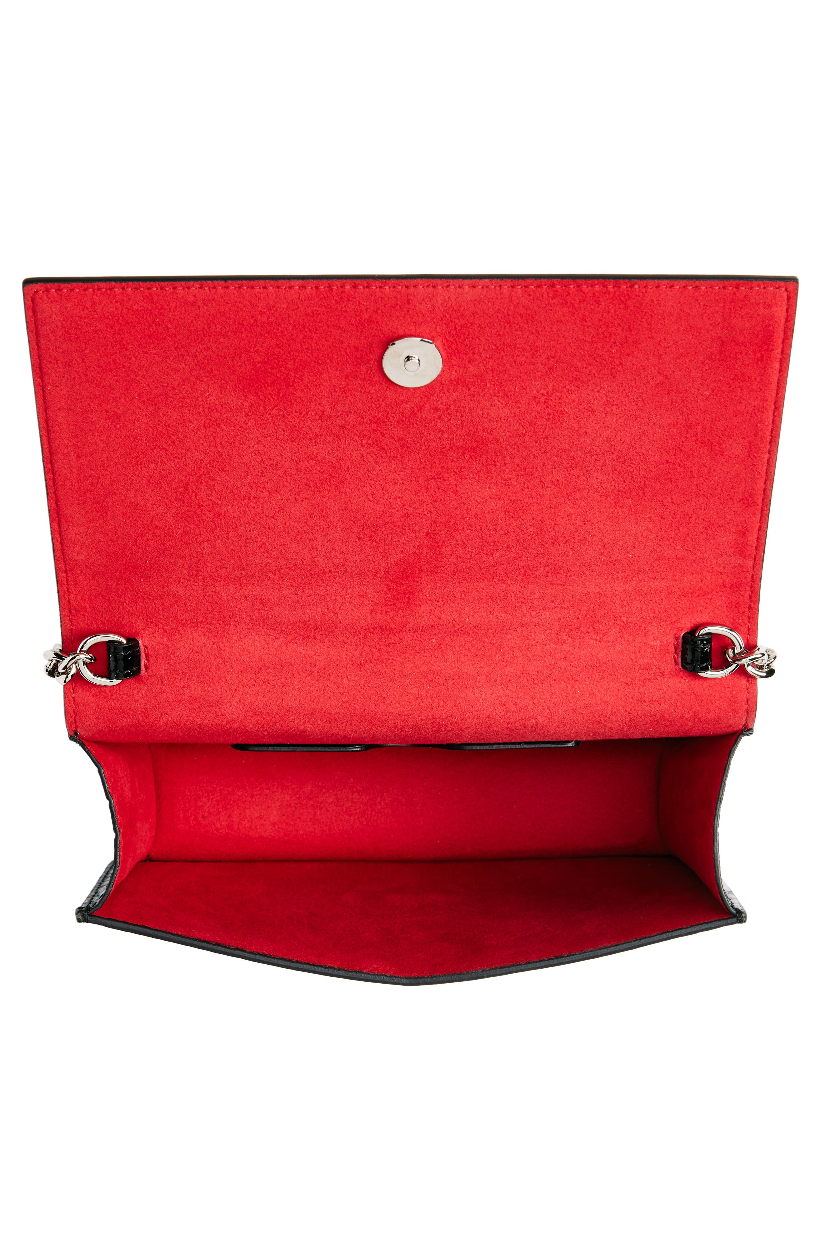 McQueen Alexander McQueen Mini Skull Croc Embossed Leather Shoulder Bag, Alternate, color, Black