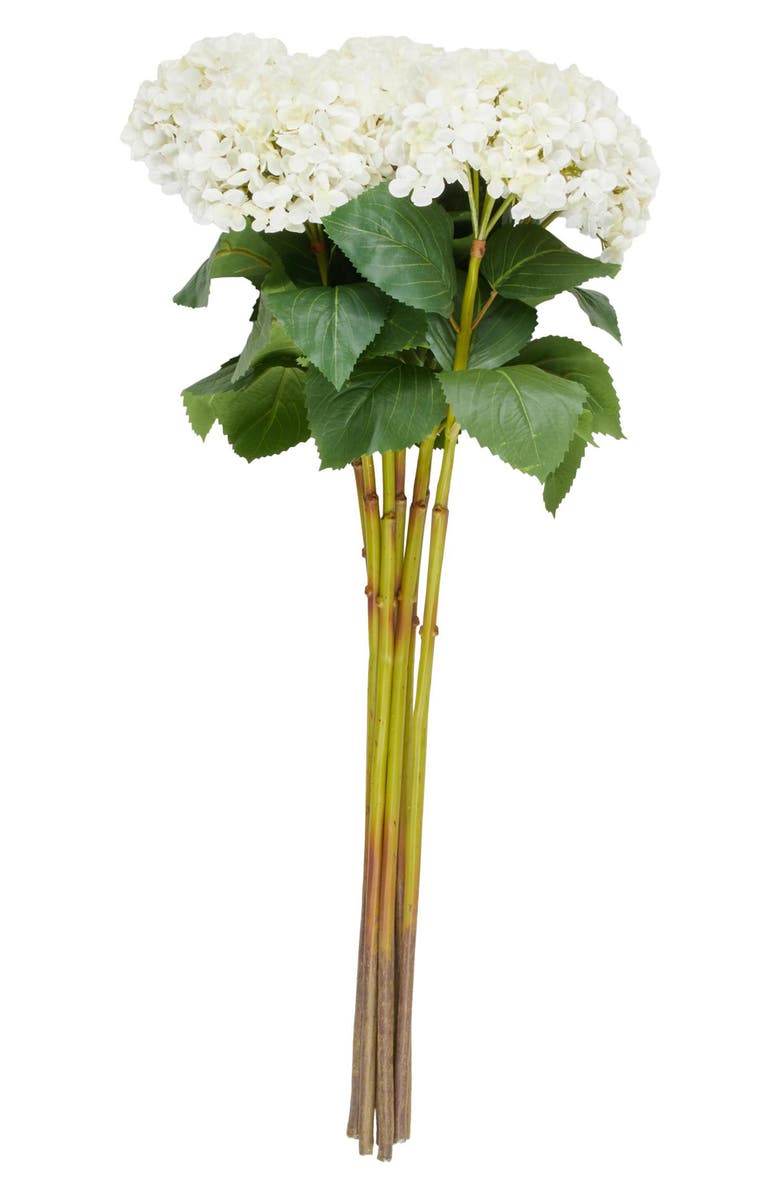 SONOMA SAGE HOME Set of Eight White Hydrangea Artificial Flowers, Alternate, color, White