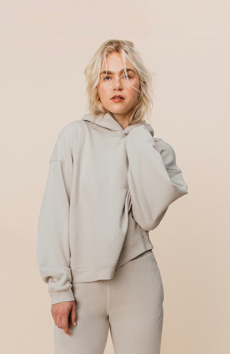 Ocio Women's Organic Cotton Teddy Oversized Hoodie, Main, color, Stone