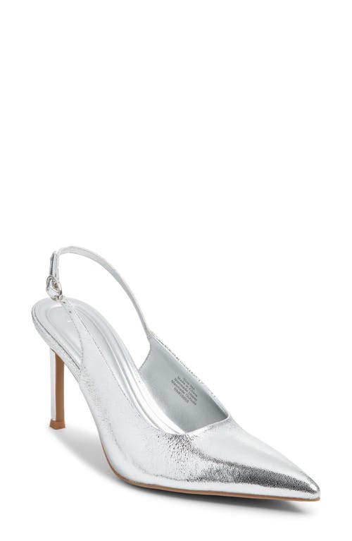 Open Edit Nahla Slingback Pointed Toe Pump in Silver Metallic 