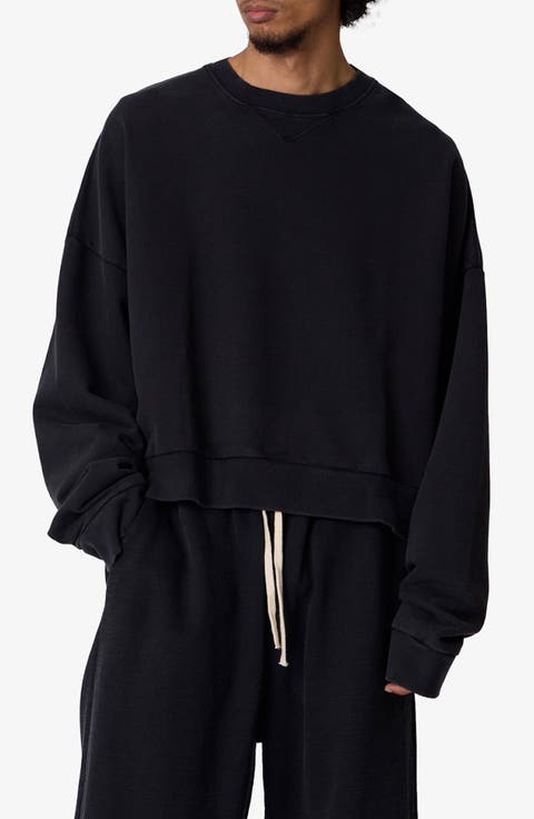Crop Cotton Crewneck Sweatshirt