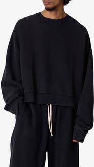 mnml Crop Cotton Crewneck Sweatshirt