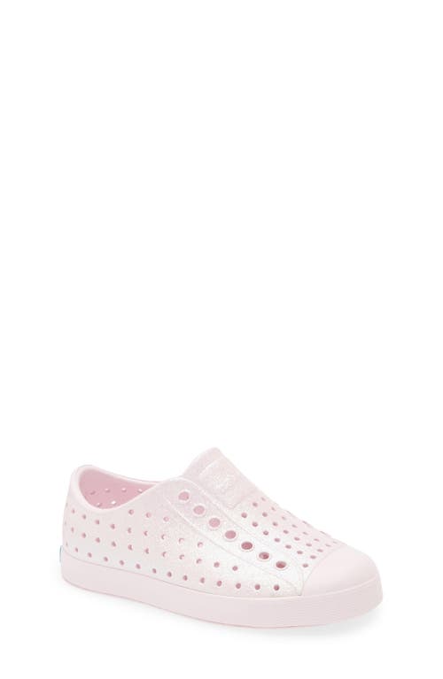 Native Shoes Jefferson Bling Glitter Slip-on Sneaker In Barely Pink Bling/barely Pink