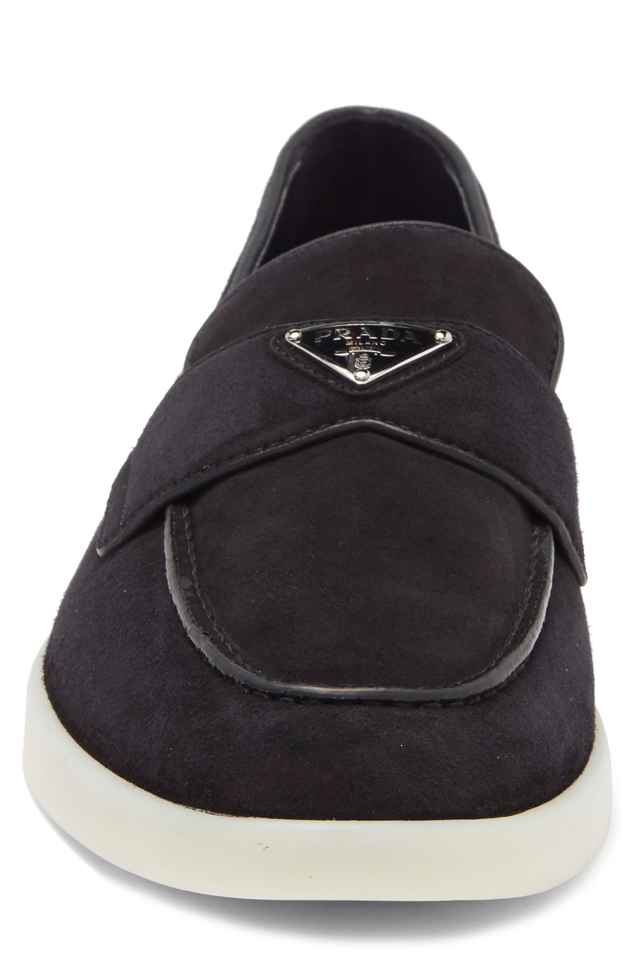 Prada Moc Toe Loafer, Alternate, color, Nero