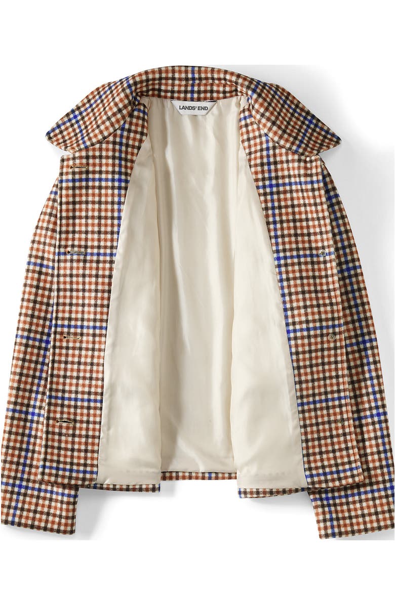 Lands' End Heritage Brushed Print Shirt Jacket, Alternate, color, Ivory Latte Check