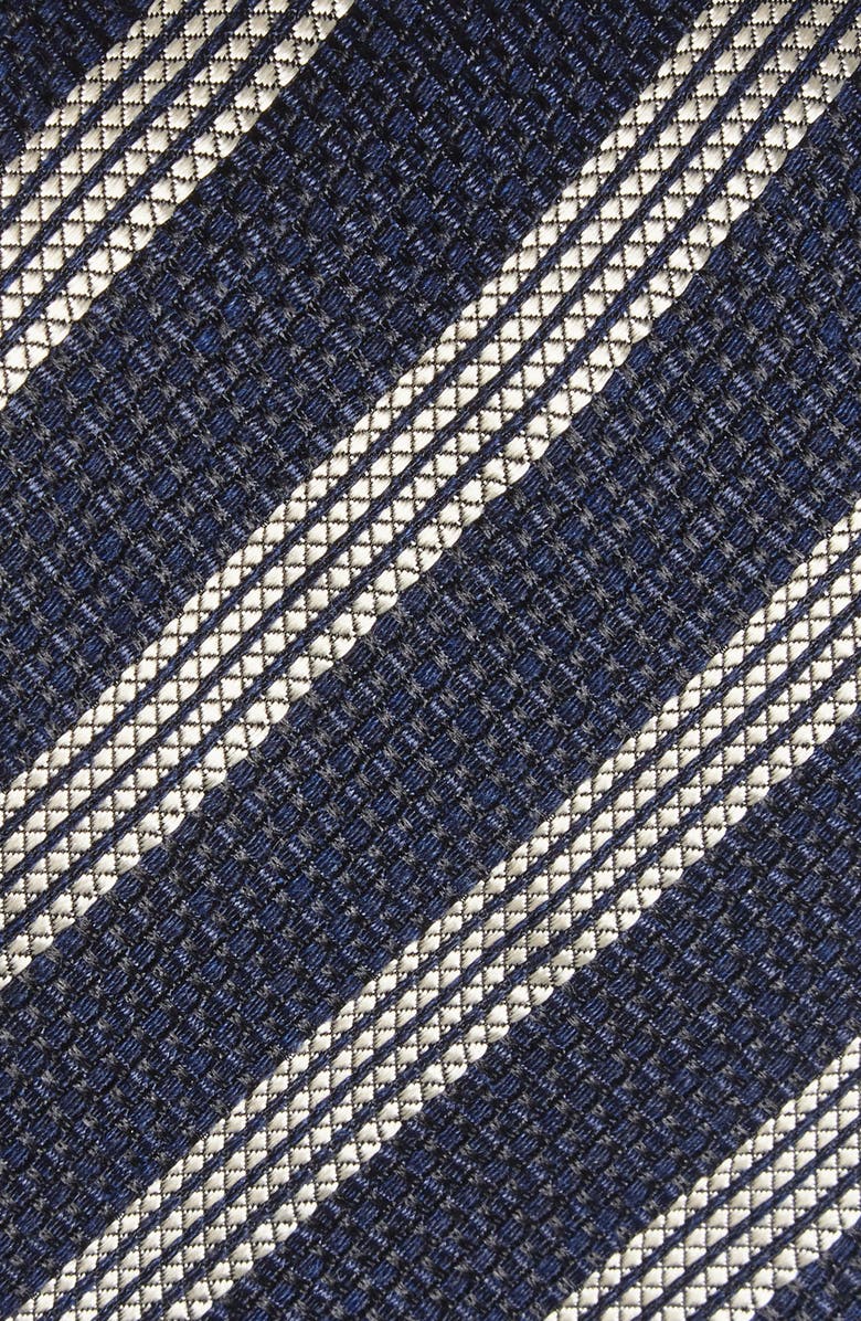 BOSS Textured Stripe Silk & Wool Tie, Alternate, color, Dark Blue