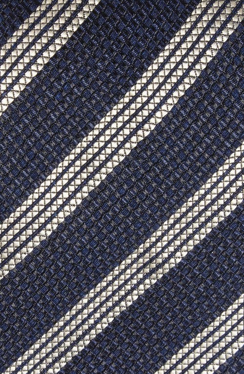 Hugo Boss Boss Textured Stripe Silk & Wool Tie In Blue