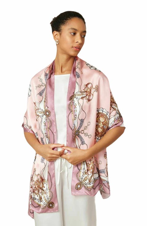 Silk Printed Rectangular Long Stole Scarf