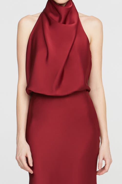 Halston Ada Satin Gown In Brown