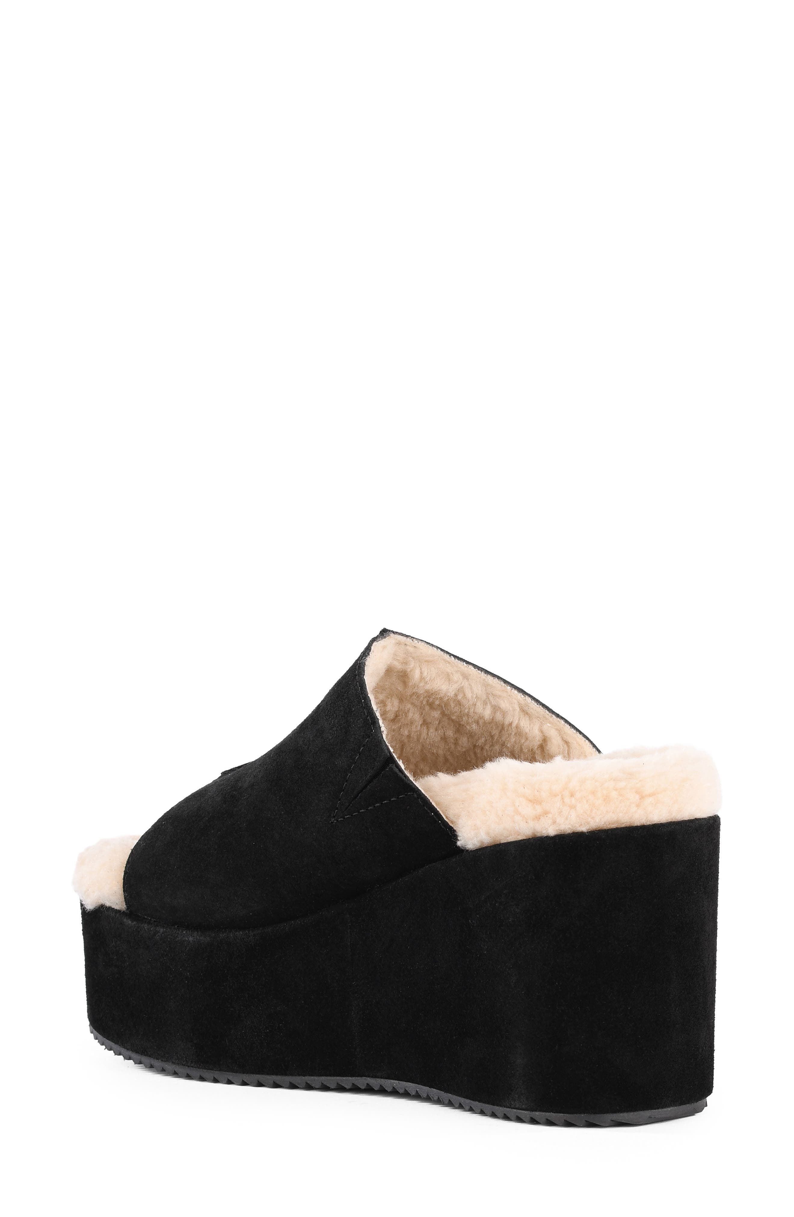 Iconic Moment Leather Wedge Slide Sandal, Alternate, color, BLACK
