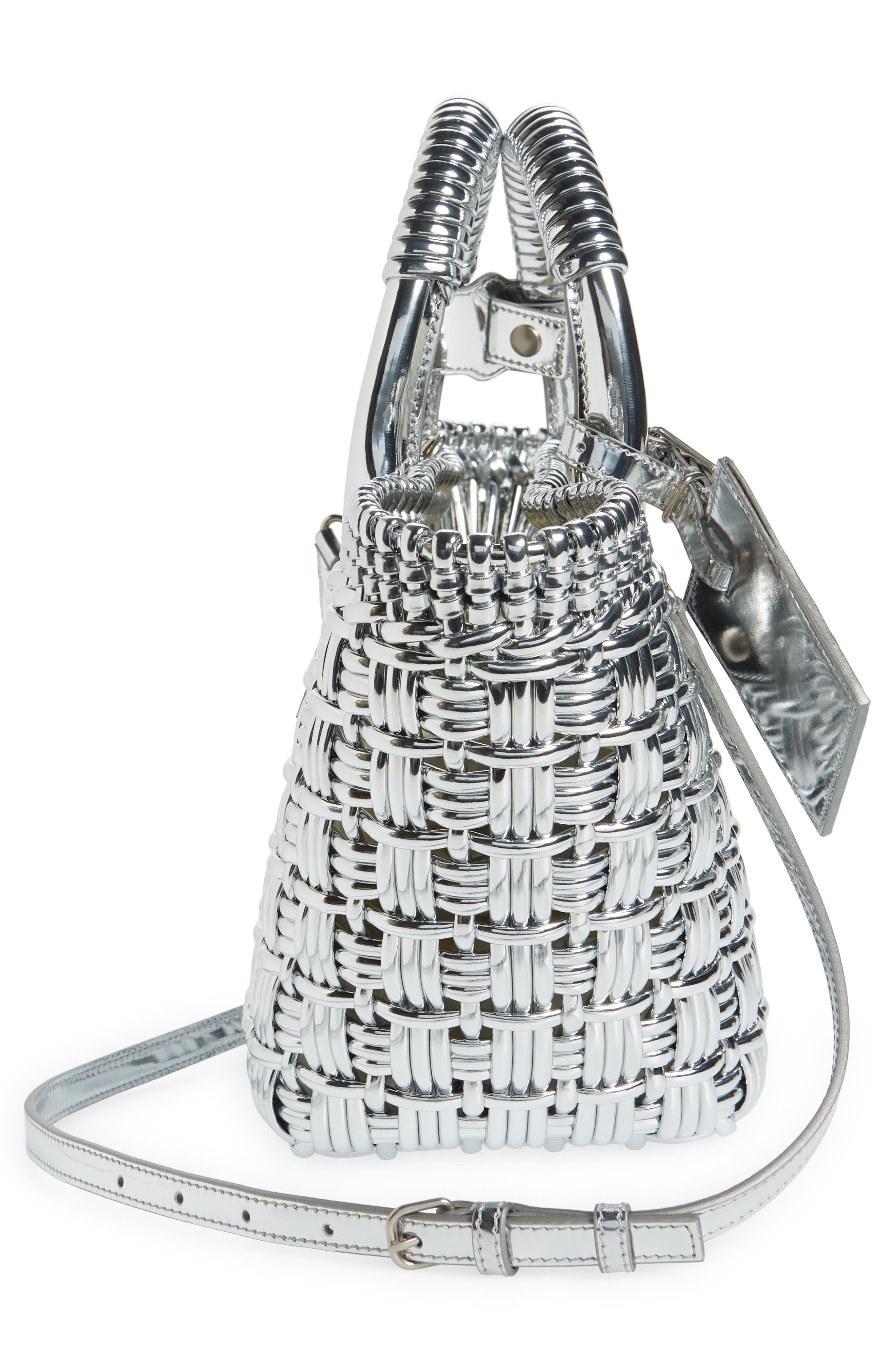 Balenciaga Extra Small Mirrored Bistro Basket Shoulder Bag, Alternate, color, 