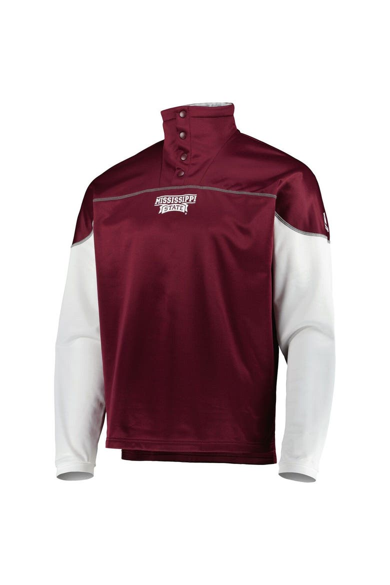 Men's adidas Maroon Mississippi State Bulldogs AEROREADY Knit Quarter-Snap Jacket, Alternate, color, Maroon