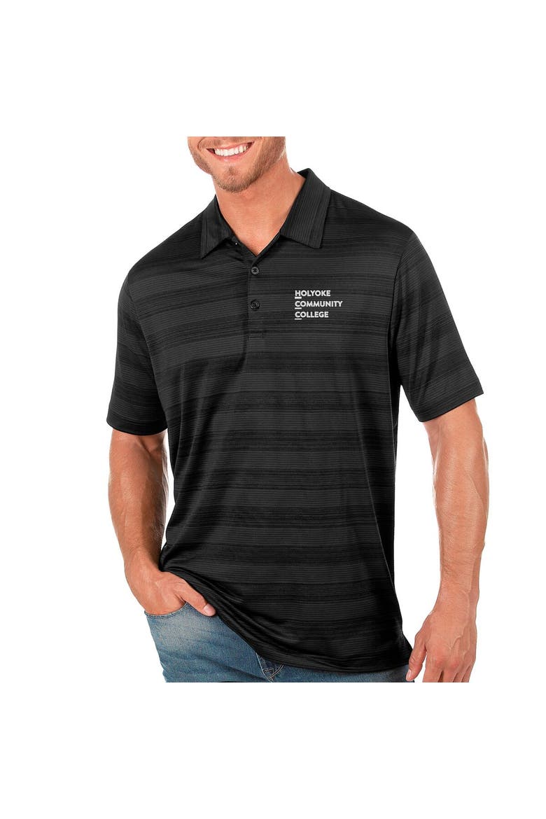 Men's Antigua Black Holyoke Community College Compass Polo, Main, color, Black