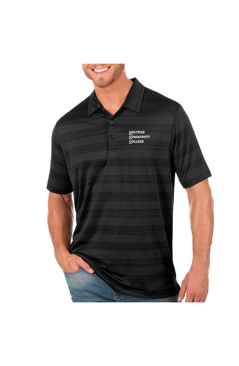 ANTIGUA Men's Antigua Black Holyoke Community College Compass Polo, Main, color, 