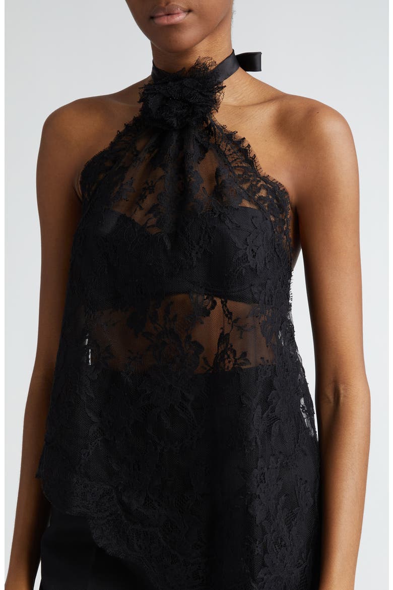 Floral Lace Halter Top, Alternate, color, N0000 NERO