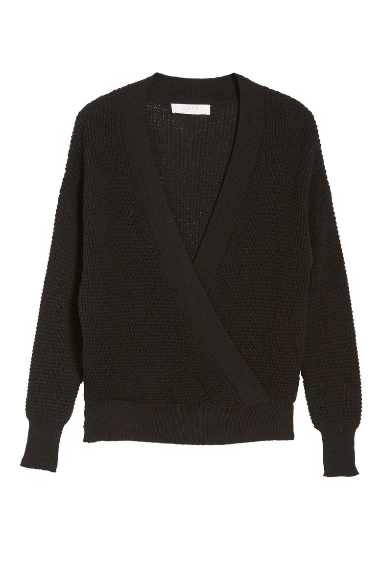 Stephanie Surplice Sweater, Alternate, color, BLACK
