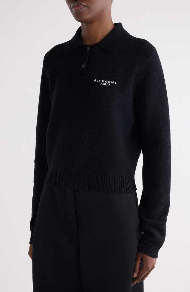 Givenchy Long Sleeve Wool & Cashmere Polo, Alternate, color, Black