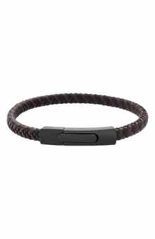 GEOFFREY BEENE Men's Braided Leather Bracelet