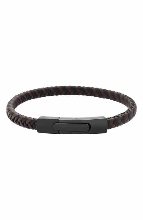 GEOFFREY BEENE Men's Braided Leather Bracelet