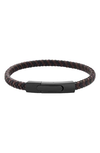 Geoffrey Beene Braided Leather Bracelet