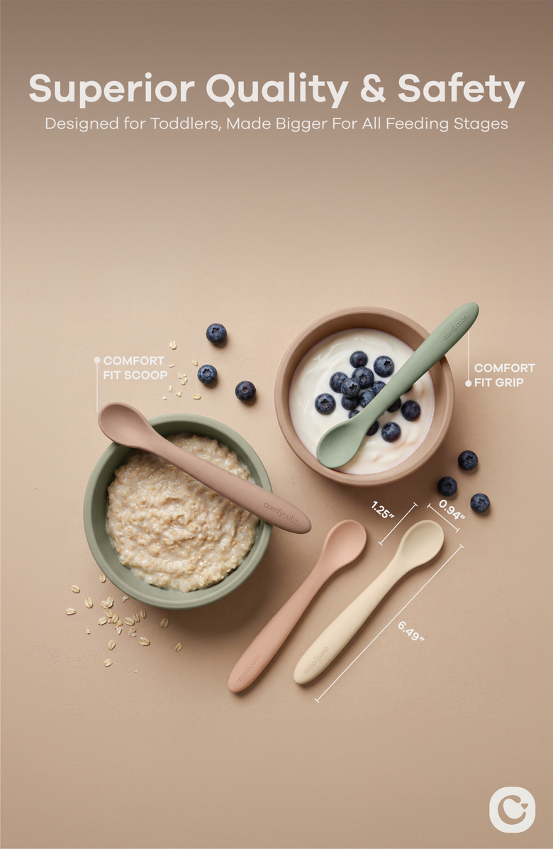 Comfy Cubs Silicone Baby Spoons Set, 6 Pack, Alternate, color, Sand Pack