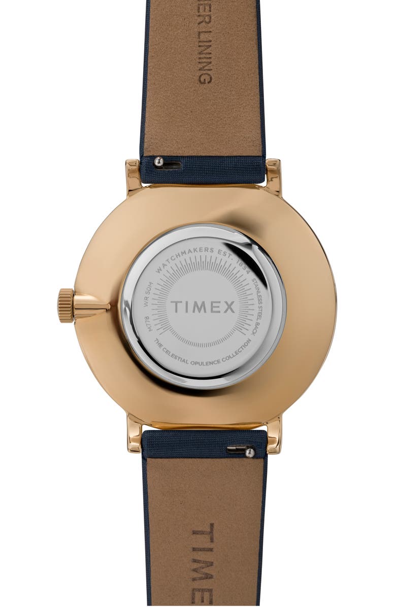 Timex<sup>®</sup> Celestial Opulence Northern Lights Leather Band Watch, 38mm, Alternate, color, 