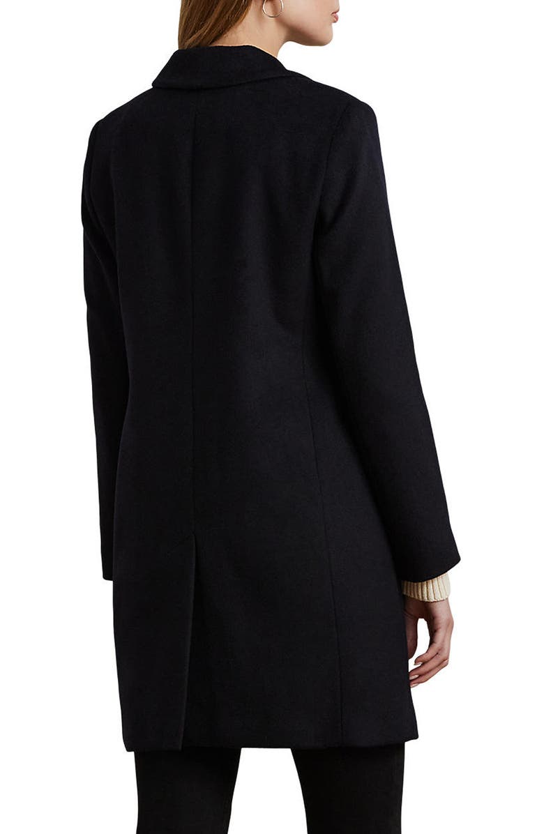 Lauren Ralph Lauren Longline Wool Blend Coat, Alternate, color, Black