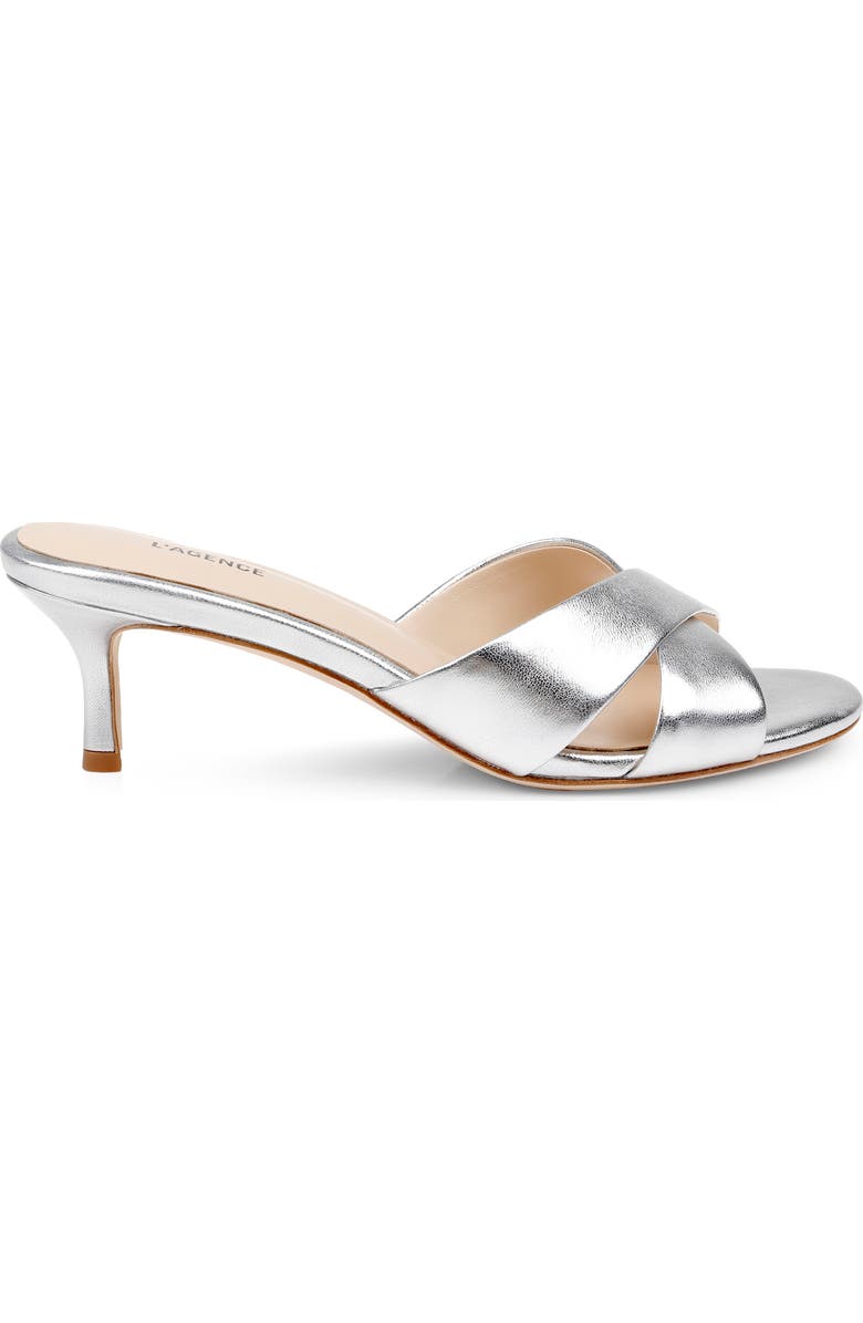 L'AGENCE Aveline Slide Sandal, Alternate, color, Silver