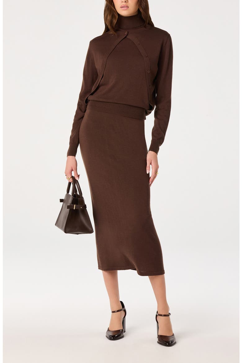 Deora Sweater Midi Skirt, Alternate, color, BROWN