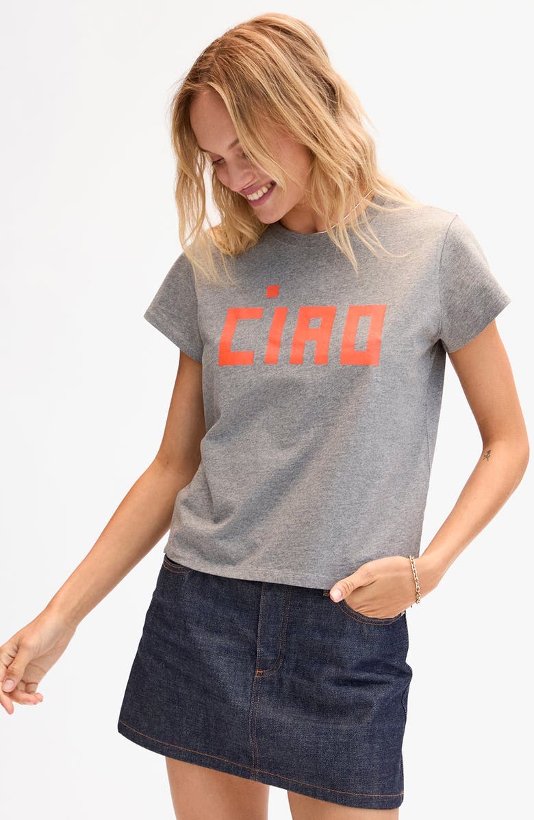 Clare V. Ciao Cotton Graphic T-Shirt, Alternate, color, Grey Melange