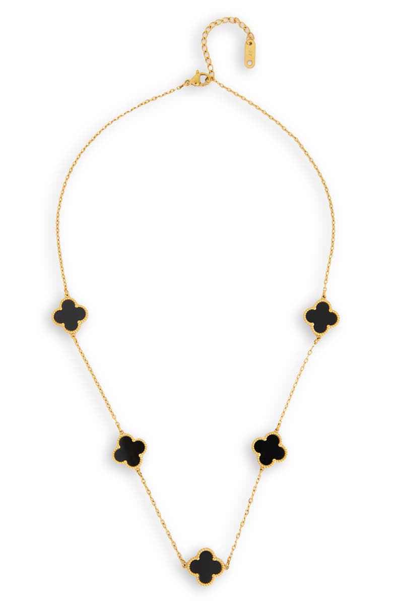 SAACHI Clover Station Charm Necklace, Main, color, Black