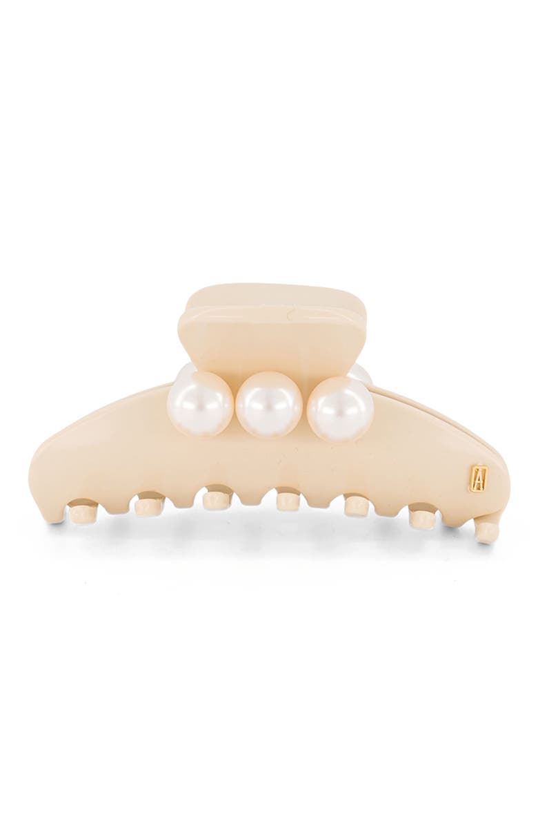 Alexandre de Paris Pearl Claw Clip, Main, color, Beige