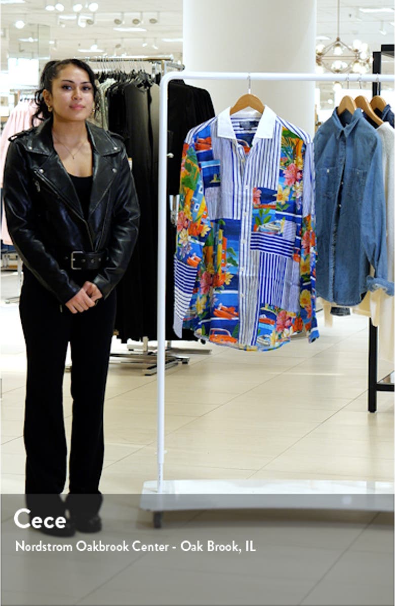 Floral Patchwork Linen Button-Up Sport Shirt, sales video thumbnail