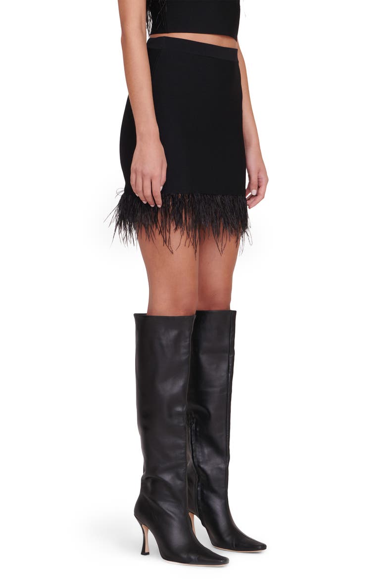 Chaya Ostrich Feather Trim Skirt, Alternate, color, BLACK