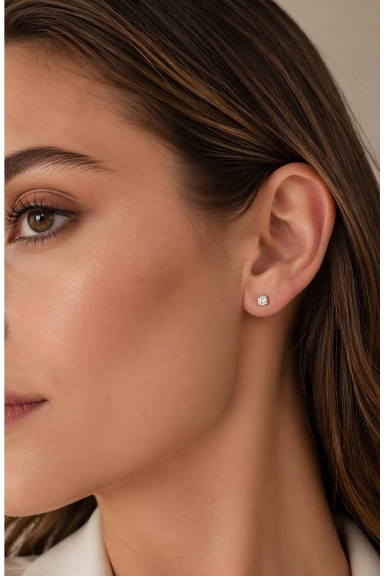 Moissanite Stud Earrings, Alternate, color, SILVER PLATED