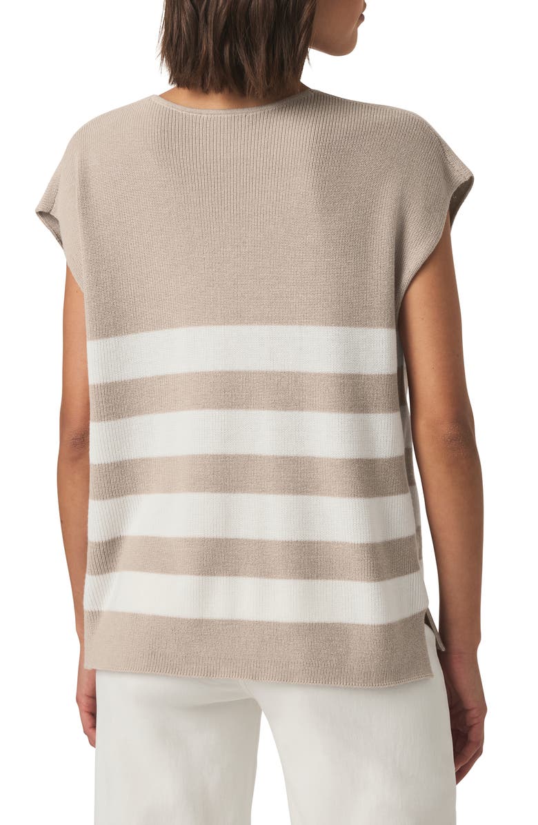 Splendid Octavia Stripe V-Neck Short Sleeve Sweater, Alternate, color, Fawn Block Strp