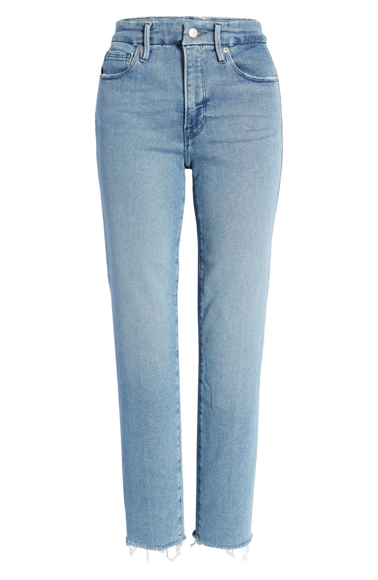 Good American Straight Split Pocket Skinny Jeans, Alternate, color, Blue449