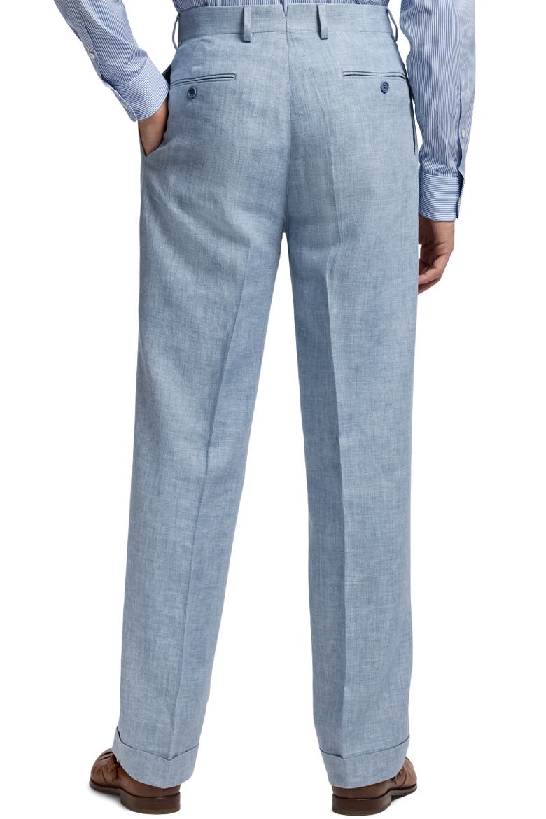 Pleated Délavé Linen Blend Trousers, Alternate, color, BLUE